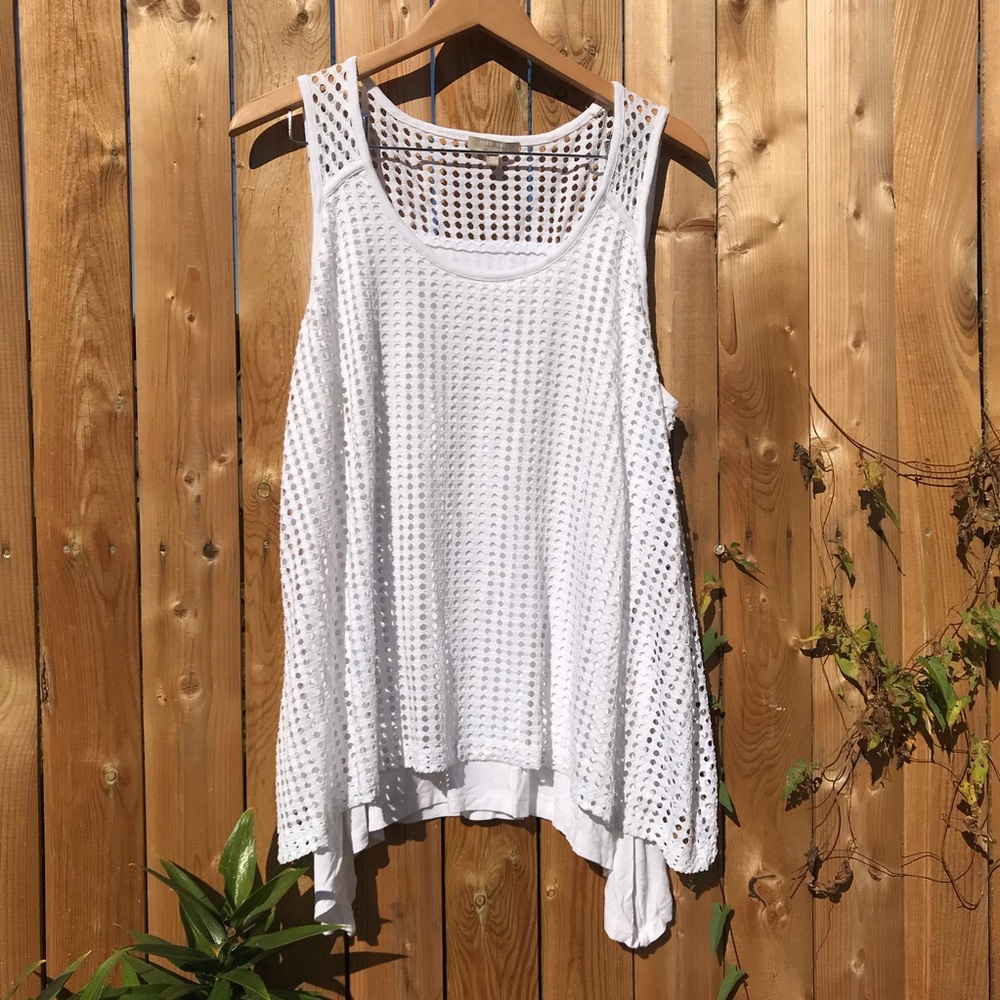JOAN VASS: White spotted cut out tank top